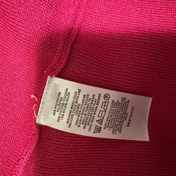 Ann Taylor Pink Knee-Length A-Line Dress with Long Cuffed Sleeves and Mock Neck - Picture 3 of 4